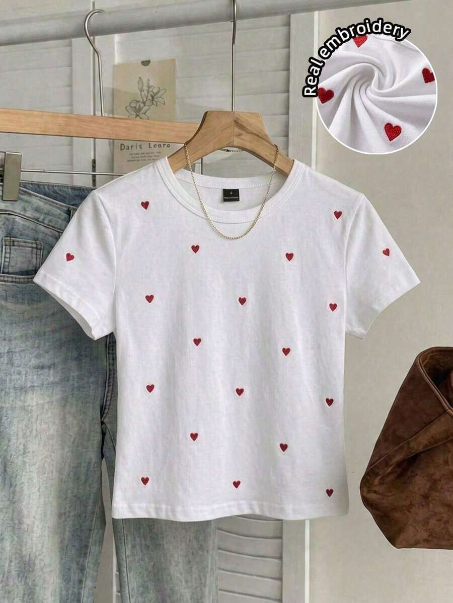 1 pieza Camiseta ajustada de forma sólida 95% algodón - Multicolor 7 - Ver 1