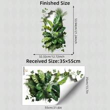1件熱帶叢林2D牆貼，粉色花朵與綠葉裝飾貼紙，可移除植物牆面藝術裝飾，適用於客廳、臥室或辦公室居家 - 多色 - 查看 14