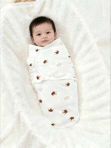1pc Baby Swaddle Wrap, Adhesive Design, 100% Polyester Fiber Material, Soft And Skin-Friendly, Suitable For 0-2 Years Old Babies, Newborn Essential - Multicolor - View 6