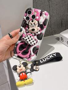 Funda de teléfono de Disney Mickey Mouse Clubhouse: Funda de teléfono suave con borde protector de patrón esponjoso 3D y un llavero de pulsera de Mickey gratis, Mickey, Minnie, Goofy, Donald Duck, Daisy Duck, Pluto, para Apple 17 Promax 17 Pro 16 15 14 13 12 11 Pro Max XS Max X XR Funda de verano - Blanco - Ver 4