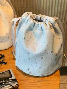 Cute Star Print Drawstring Cosmetic Bag, Large Capacity Pouch, Portable Makeup/Sundries Storage Bag, Suitable For Students And Commuters - Multicolor - View 12
