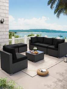 4pcs Black Outdoor Seat Cushion Covers, Modern Solid Color Sofa Throw Pillow Cases Suitable For Patio, Pool, Party, Yard Outdoor Furniture - Black - View 6