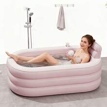 1pc Adult Inflatable Bathtub: Foldable Portable Home Bathtub With Comfortable Backrest, Thickened Durable Material, Easy To Store And Quick To Install, Space-Saving Design, Suitable For Relaxing Soak In The Bathroom - A - View 4