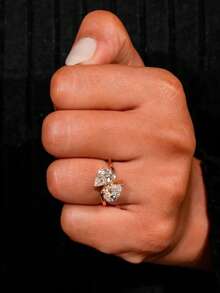 Bague de fiançailles, bague de mariage, bague de promesse, bague de cocktail unique en zircone cubique de coupe poire synthétique. Cadeau pour les fiançailles, l'anniversaire de mariage, Thanksgiving, la fête des mères - golden - Voir 5