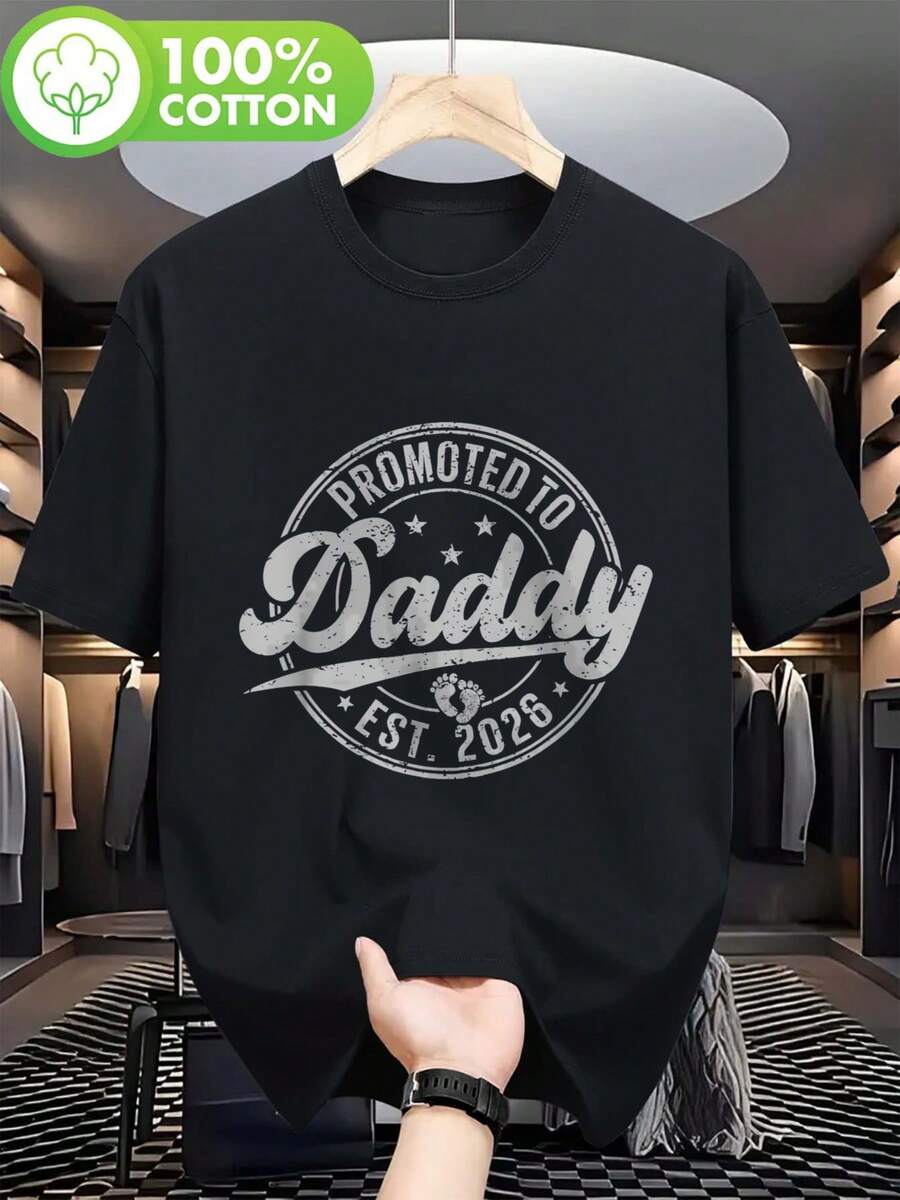 Camiseta "Nuevo Papá Establecido 2026" - Un regalo divertido para papás, una camiseta casual de manga corta con gráficos divertidos, ideal para uso diario y actividades deportivas. - Negro - Ver 1