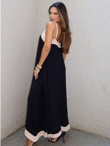 Elegant Women's Summer Midi Dress - 黑色 - 查看 2