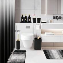SXWSBArt 32PCS Bathroom Set Bathroom Sets With Shower Curtain And Rugs Black Bathroom Accessories,Shower Curtain Set,Bathroom Rug Set With Bathroom Trash Can - 橘子 - 查看 2