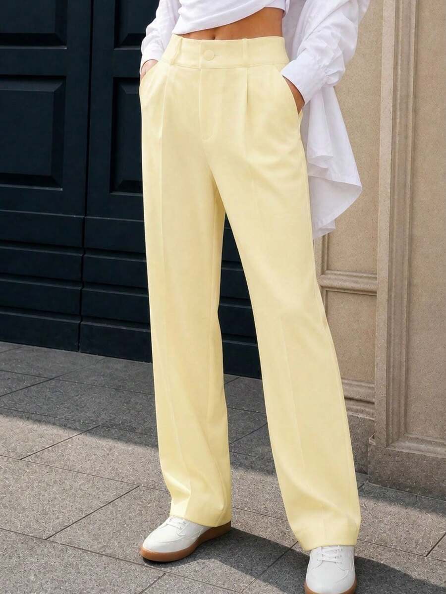 MODA MO, REF: 505 Women's Dress Pants, High Waist, Casual, Sophisticated, Elegant, Modern, Casual, Blogger, Striped, Refined Look, Comfortable, Summer  3.3. - 黃色 - 查看 1