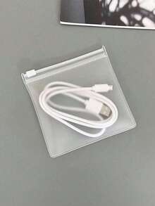 透明數據線磨砂拉鍊收納袋，充電線整理袋，磨砂拉鍊袋，PVC可重複使用密封袋，抗氧化拉鍊塑膠袋，拉鍊自封旅行收納袋，化妝袋，美容袋，度假整理袋 - 無色 - 查看 3