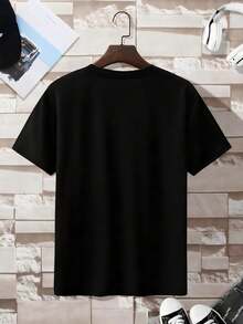 Round Neck T-Shirt With Dropped Shoulders And Daisy Print - 黑色 - 查看 2