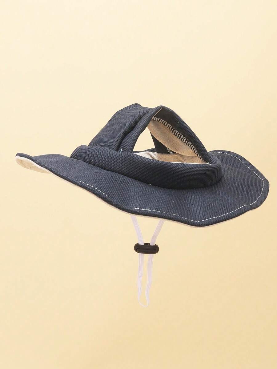 Sky Blue Polyester Sun Protection Hat, Anti-Slip Adjustable Dog Accessory, Suitable For Small Dogs Outdoor Activities In Spring, Autumn, Winter - Navy Blue - View 1