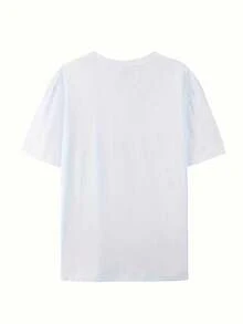 Camiseta de Manga Corta para Mujer con Estampado de Labios Dorados, Cómoda y Casual, Top Estampado para Mujer - Blanco - Ver 3