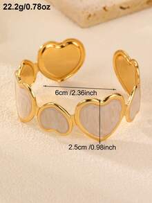 NAIZHU 1pc Fashionable Exaggerated Creative Metallic Asymmetric Flower & Heart Chunky Open Bangle Bracelet, Suitable For Daily Wear, Banquet And Party - Gold - View 10