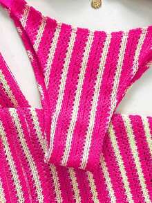 Swim Chiccia Conjunto de bikini a rayas sexy para mujer con pantalones, nueva llegada de trajes de baño para mujer 2026, adecuado para la escuela, vacaciones, citas, té de la tarde, estilo occidental, cruceros, playa, isla, viajes por carretera, todas las estaciones, festivales de música, vacaciones bohemias, vacaciones bohemias, otoño relajado, estilo occidental bohemio, blusas elegantes para mujer - Multicolor 2 - Ver 4