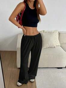 Pantalones de descanso de punto suave negros - Gris - Ver 9