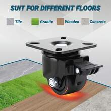 2 Inch Caster Wheels, Heavy Duty Casters Load 2200 LBS, Locking Swivel Plate Industrial Casters Set Of 4, Low Gravity Design Durable, Quiet Smooth-Rolling Sturdy Nylon Wheels For Home Furniture & Industrial Equipment - 2 Inch Low Profile Casters( 4 Brake) - View 6