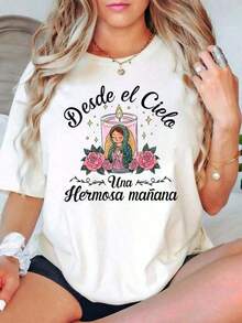 Camiseta de algodón de estilo holgado para mujer, Camiseta de Nuestra Señora de Guadalupe, Camiseta de la Virgen María, Camiseta de Fe, Camiseta religiosa de cuello redondo, Camiseta cristiana inspiradora, Camiseta holgada para mujer, Para fiestas o regalos, Suave y cómoda. - Blanco - Ver 8