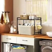 Extendable Microwave Shelf, Microwave Stand With 3 Hooks, Kitchen Rack, Metal Microwave Stand, Black - 黑色 - 查看 6