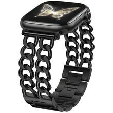 Dây đeo kim loại màu đen có thể điều chỉnh, tương thích với Apple Watch 38mm 40mm 41mm 42mm (S10/11) 44mm 46mm, phù hợp với cổ tay từ 5.11-7.87 inch, tương thích với Apple Watch Series 1/2/3/4/5/6/7/8/9/10/11/SE 3/2/1 - màu đen - Xem 9