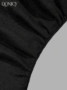 DONICY Women's Elegant Ruched Side Cut Round Neck Sleeveless Top - Casual, Fitted, Soft & Comfortable Spring/Summer Blouse, Perfect For Daily, Street, Vacation, Easter Outfit - Black - View 7