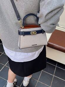 Fashionable Casual Versatile Portable Shoulder/Crossbody/Handheld Contrasting Color Women Small Square Bag - Blue - View 4