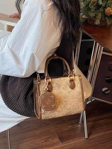 高端质感小手提包 女士新款奢华刺绣时尚通勤托特包 多功能单肩斜挎包 - 多色 - 查看 5