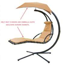 1pc Outdoor Swing Chair Replacement Cushion And Canopy, With Sun-Shading Fabric Cushion, Suitable For Outdoor Hanging Hammock Chair Pad, UV-Resistant, Breathable, Water-Resistant (Khaki) - Khaki - View 2