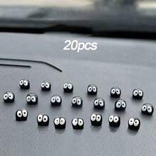 Black And White Coal Ball Mini Car Ornament, 10/20pcs, Self-Adhesive Design Easy Installation, Cute Minimalist Style Versatile Interior Decor, Creative Car And Desktop Accessory - Mini Coal Ball Ornaments - View 13