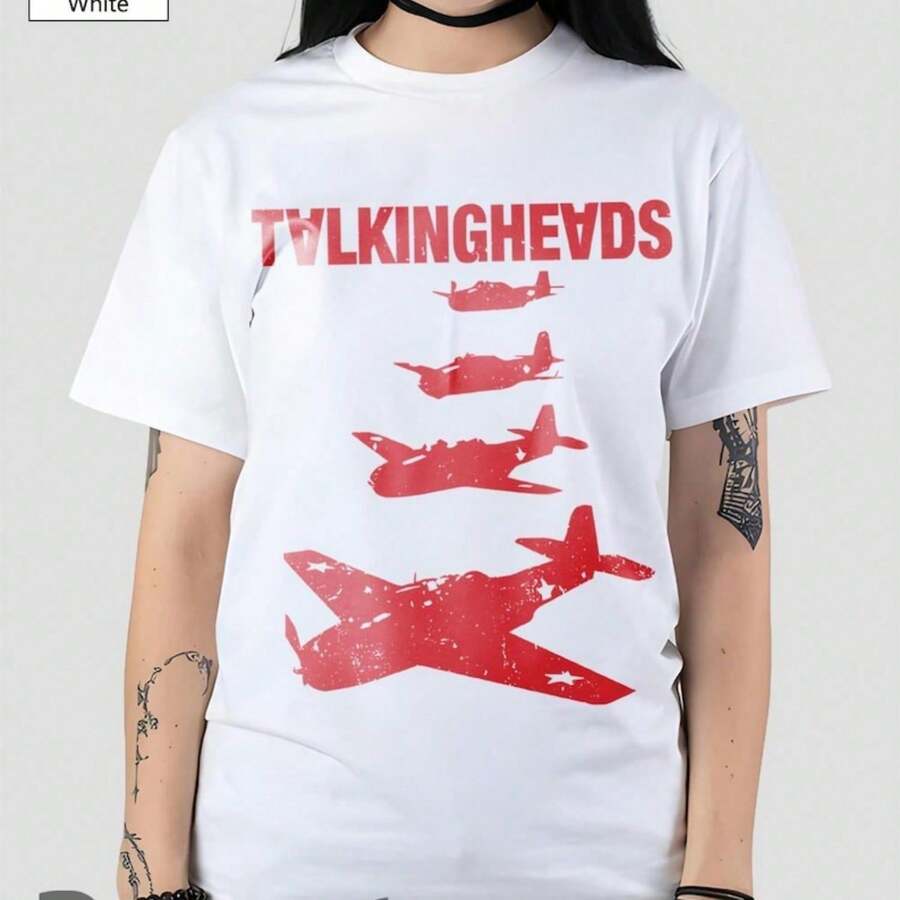Talking Heads T-Shirt 90s Retro Punk R1OCk New Wave Band Music Fan Merch Shirt.JPG Camiseta 100% Algodón Unisex - Playera Casual Premium de Corte Cómodo - Blanco - Ver 1