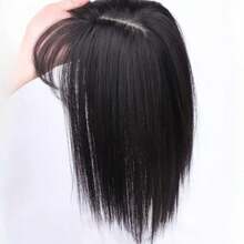 Synthetic Hair Topper For Women, 3D French Bangs Natural Fluffy Lightweight Seamless Grey Hair Coverage - Brown - View 4
