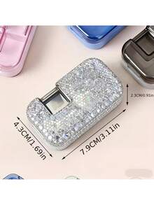 Caja de pastillas portátil con strass brillante, caja de pastillas portátil para uso diario y viajes, caja de pastillas con strass con compartimento de almacenamiento , contenedor de pastillas de viaje, adecuado para vitaminas, suplementos y otros artículos pequeños, accesorio médico esencial - Multicolor - Ver 10