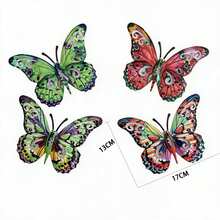 4入組 17*13cm鏤空彩色金屬蝴蝶牆飾，戶外牆面藝術花園裝飾，鄉村波希米亞風懸掛牆面雕塑，適用於庭院露台圍欄陽台，室內外居家裝飾 - A - 查看 8