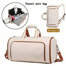 Multi-Function Travel Luggage Bag, Clothing Storage Garment Bag, Large Capacity Handbag, Travel Backpack, Color Block Shoulder/Crossbody Bag, With Shoe Compartment, Wet/Dry Separation, Apparel Storage, Suitable For Travel, Business Trip, Commute Bag For School School Accessories School Stuff - White - View 1