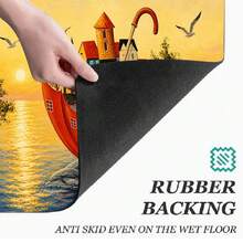 1pc Colorful City Print Absorbent Pad/Drying Mat For Coffee Maker, Tableware - Absorbent Polyester Desktop Protective Mat With Rubber Anti-Slip Pad, For Kitchen Counter Decor, Home Bar And Dining Table - Multicolor - View 9