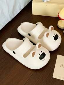 Women's Thick-Sole Sandals, Waterproof Platform Slip-On Slippers, Cute Pug Design, Breathable, Non-Slip, Shock-Absorbing, Suitable For Indoor/Outdoor, Garden, Beach, Spring/Summer - White - View 8