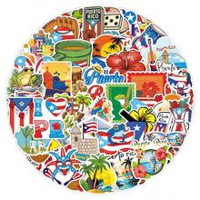 50pcs Puerto Rico Local Culture, Music, Food Cartoon Decorative Stickers For Water Bottles, Scrapbooking - View 5