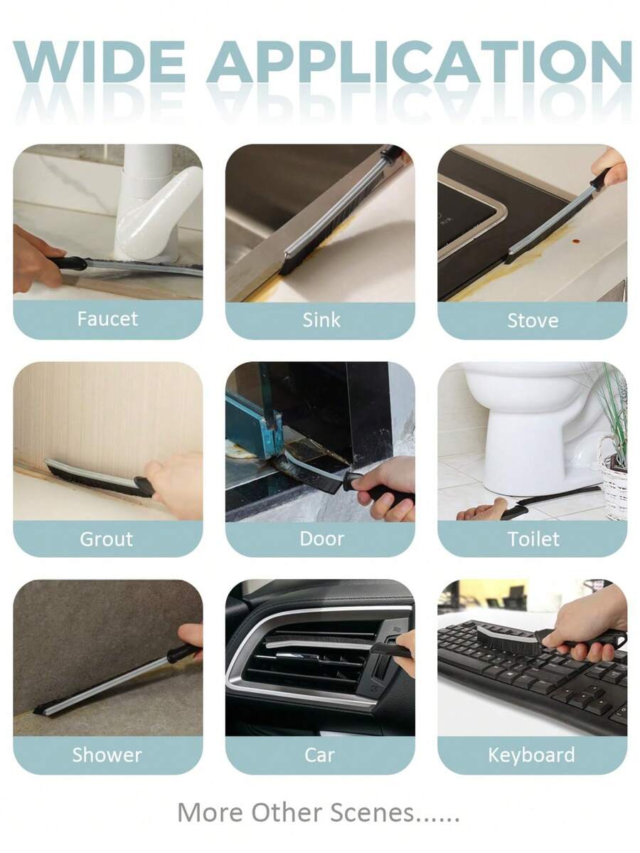 Cepillo de limpieza de lechada - Cepillo para azulejos, Suministros de limpieza del hogar, Herramienta de limpieza de lechada, Artículo esencial para el hogar, Regalo para mujeres y hombres, Cepillo de limpieza de lechada de cerdas duras, Adecuado para el baño del hogar - Negro-1 ud. - Ver 1