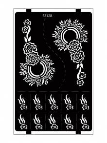 Hana Hand-Drawn Hollow Floral Tattoo Stencil - Sexy Floral Pattern, Suitable For Hands, DIY Painting, Ink, Reusable Mandala Design Template Stickers, Suitable For Women Body Party Makeup - Black - View 4