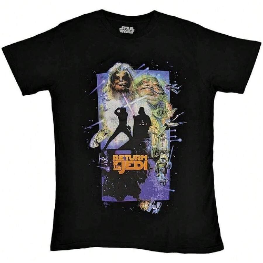 Return Of The Jedi Poster T-Shirt Black Newblusas para mujer playeras de mujer vestidos casuales para mujer y2k playeras deportivas para mujer verano camisetas ropa de mujer Fashion Perfect For Daily - Negro - Ver 1