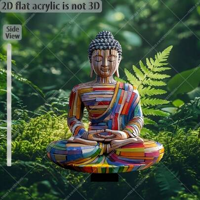 Cọc trang trí sân vườn hình tượng Phật khảm mosaic 2D nhiều màu sắc, phù hợp cho mọi mùa, lý tưởng để trang trí sân, bãi cỏ, chậu cây và ban công, chống thấm nước và chống trầy xước, 1 chiếc.