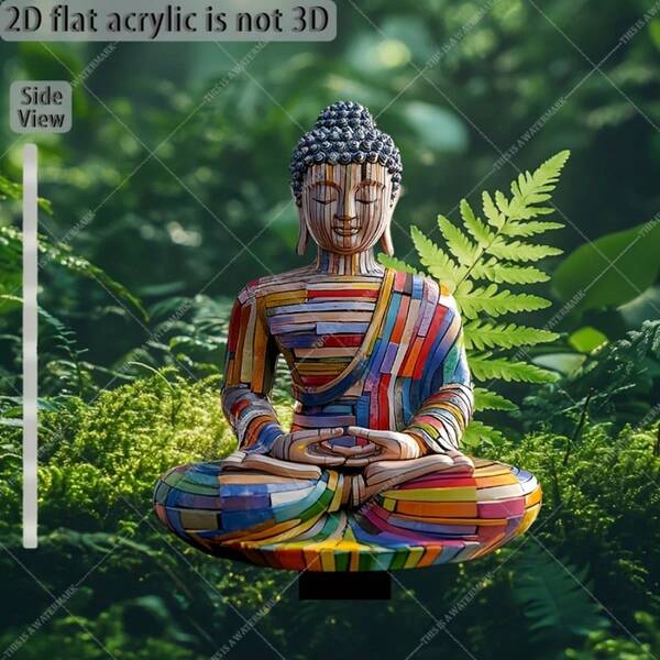 2D彩色马赛克佛像花园装饰插牌，四季皆宜，是庭院、草坪、盆栽和阳台装饰的理想之选，防水防刮，1个装