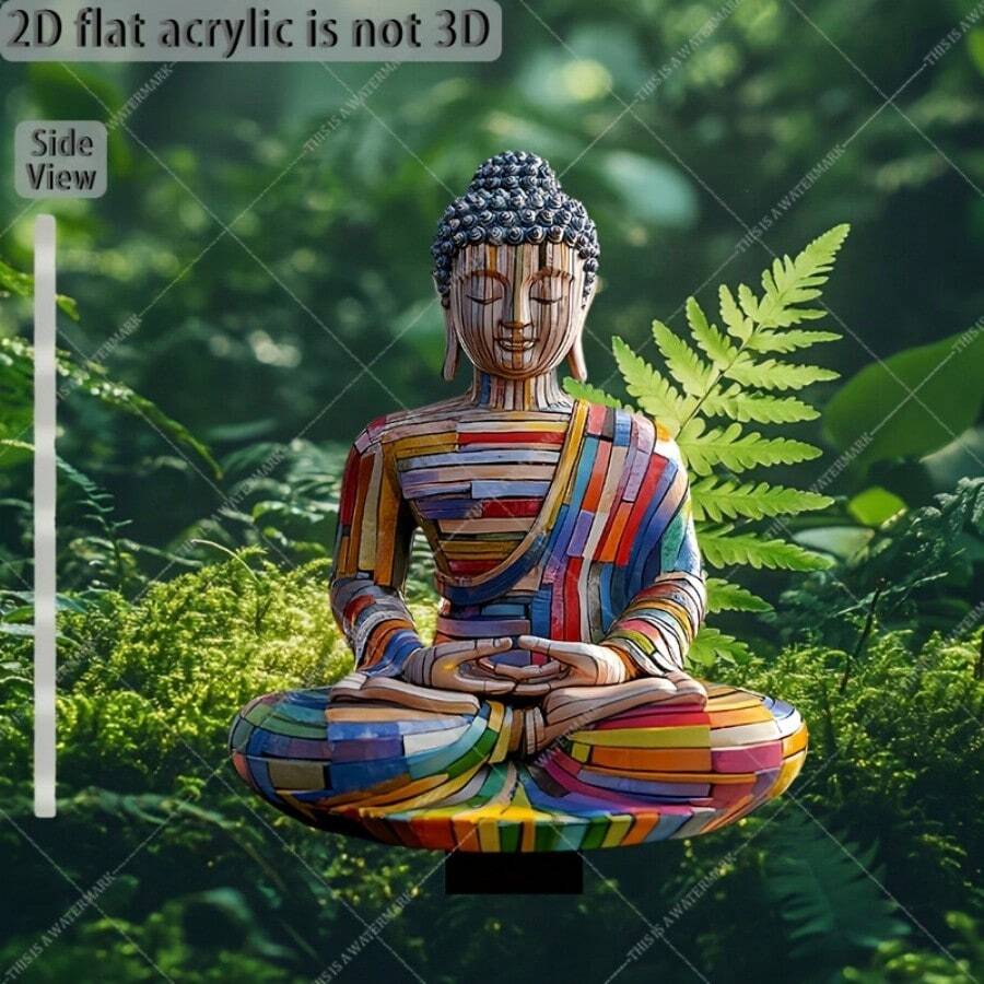 2D彩色马赛克佛像花园装饰插牌,四季皆宜,是庭院、草坪、盆栽和阳台装饰的理想之选,防水防刮,1个装 - A - 查看 1