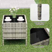 3 Pieces Outdoor Patio Furniture Sets, Rattan Patio Table and Chairs Set with Soft Cushion and Coffee Table, Outdoor Furniture for Garden, Backyard, Porch, Poolside - Blau - Übersicht 2