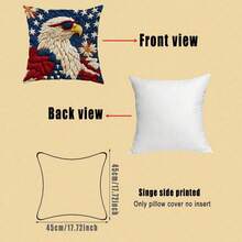 Set Of 4 American Flag Bald Eagle & Daisy Single-Sided Print Pillow Covers, Crisp 2D Printed (Non-Embroidered), Soft Polyester Cushion Cases, 45x45cm,Zipper Closure, Machine Washable, For 4th Of July Patriotic Home Decor (Pillow Insert Not Included) - Multicolor - View 2