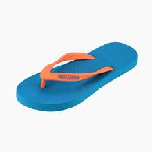 5-Color Patchwork Men's Flip Flops, Durable Non-Slip Simple Fashion Beach Slippers, Indoor Outdoor Vacation Casual Shoes - Mint Blue - View 10