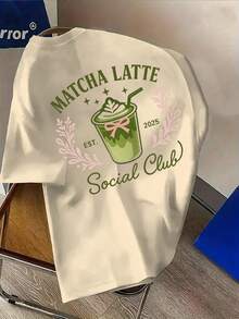 Matcha Latte Creative Pattern Double-Sided Print - Men's Round Neck And Short Sleeve T-Shirt, Comfortable Material - Fashion Suitable For All Seasons, Summer Tops - White - View 10