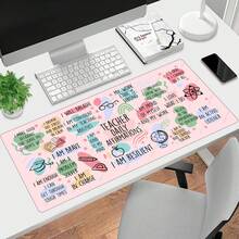 1pc Cute Daily Teacher Affirmations Decor Large Gaming Mouse Pad, Anti Slip Computer Desk Mat, Computer Keyboard Pad Rubber Base Stitched Edges, Mouse Pad Desk Mat For Home And Office - Mouse Pad - View 14
