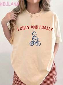 GiftGiftGiftGiftMexican National Soccer Team T-Shirt Women's Pink Striped Graphic T-Shirt "I Dilly And I Dally" | Spring Tops, Plus Size Short Sleeve T-Shirt, Women's Clothing, Women's Summer T-Shirts, Soft.SoftSoft - 杏 5 - 查看 6