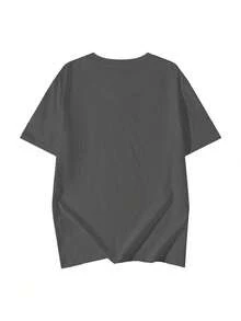 Short-Sleeved T-Shirt For Spring/Summer 2026, Made In Mexico, 180 Grams. Cartoon Print, Couple Design, Suitable For Indoor Or Outdoor Wear. Crew Neck, Unisex, Ideal For Office And Leisure. One-Pack. - 深灰色 - 查看 2