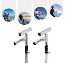 2pcs Boat Double Angle Fishing Rod Holder Stainless Steel Outrigger Adjustable - silver color - View 2